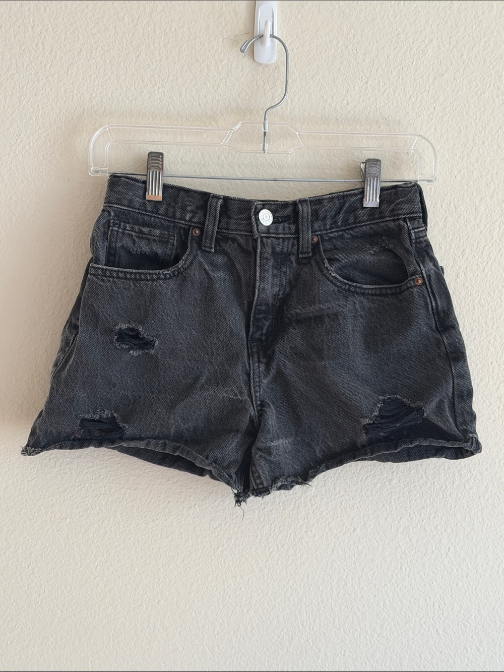 Old Navy Black Distressed Denim Shorts